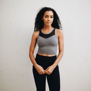 EUC - SENITA ATHLETICS Mesh Crop Top; Gray; Size XXL